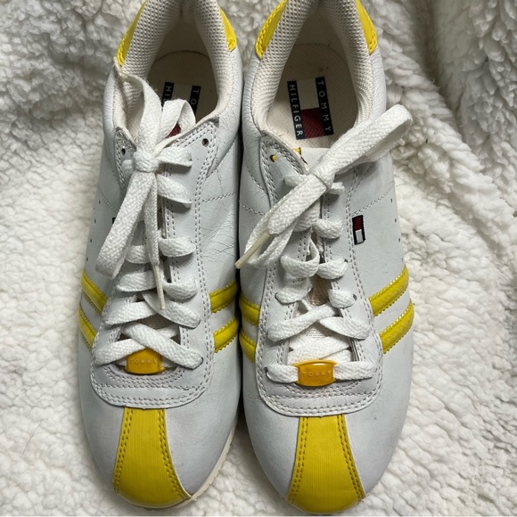 Y2K Vintage Streetwear Sneakers White Leather w/ patent yellow accents size 7.5 - Picture 14 of 14